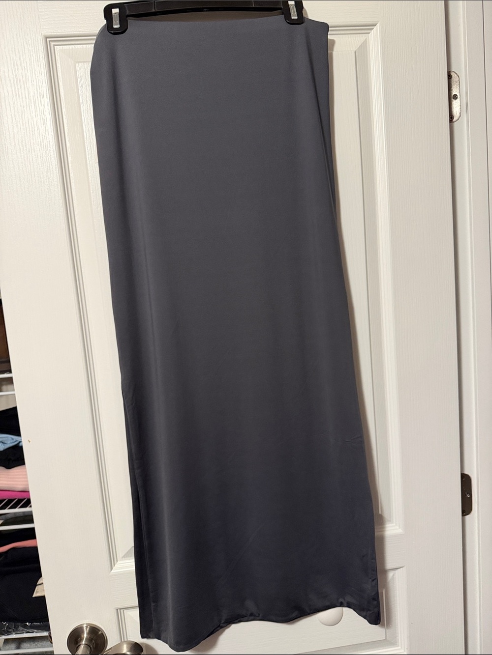 Women's Slate Gray Maxi Skirt - Minimal Silhouette